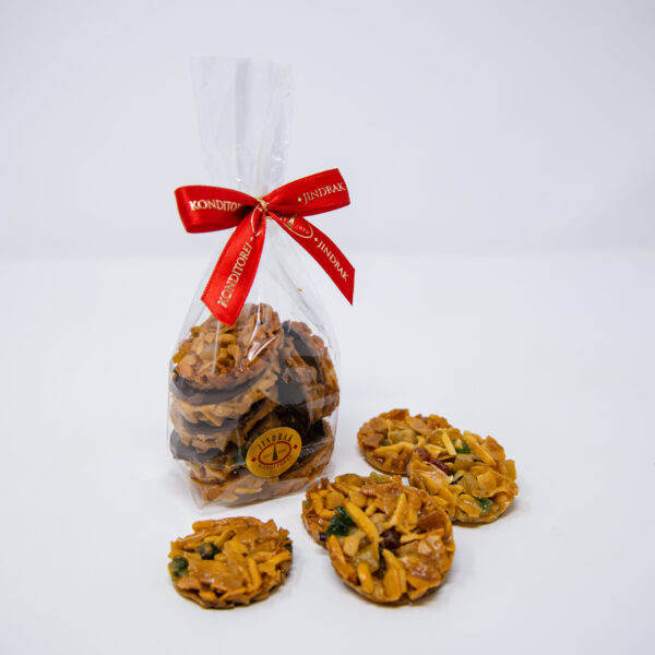 Florentinerli von Konditorei Jindrak – knuspriges Mandelgebäck mit kandierten Früchten und Edelbitterschokolade