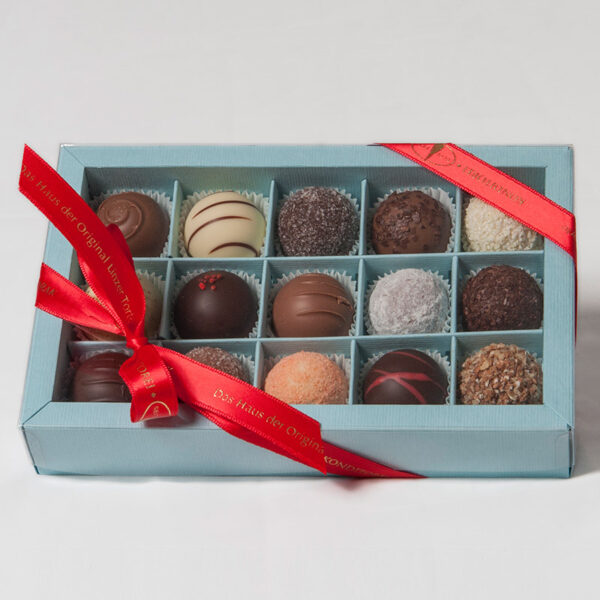 Pralinen-Mischung Schlecker-Mäulchen von Konditorei Jindrak – 15 handgemachte Pralinen in edler Geschenkbox